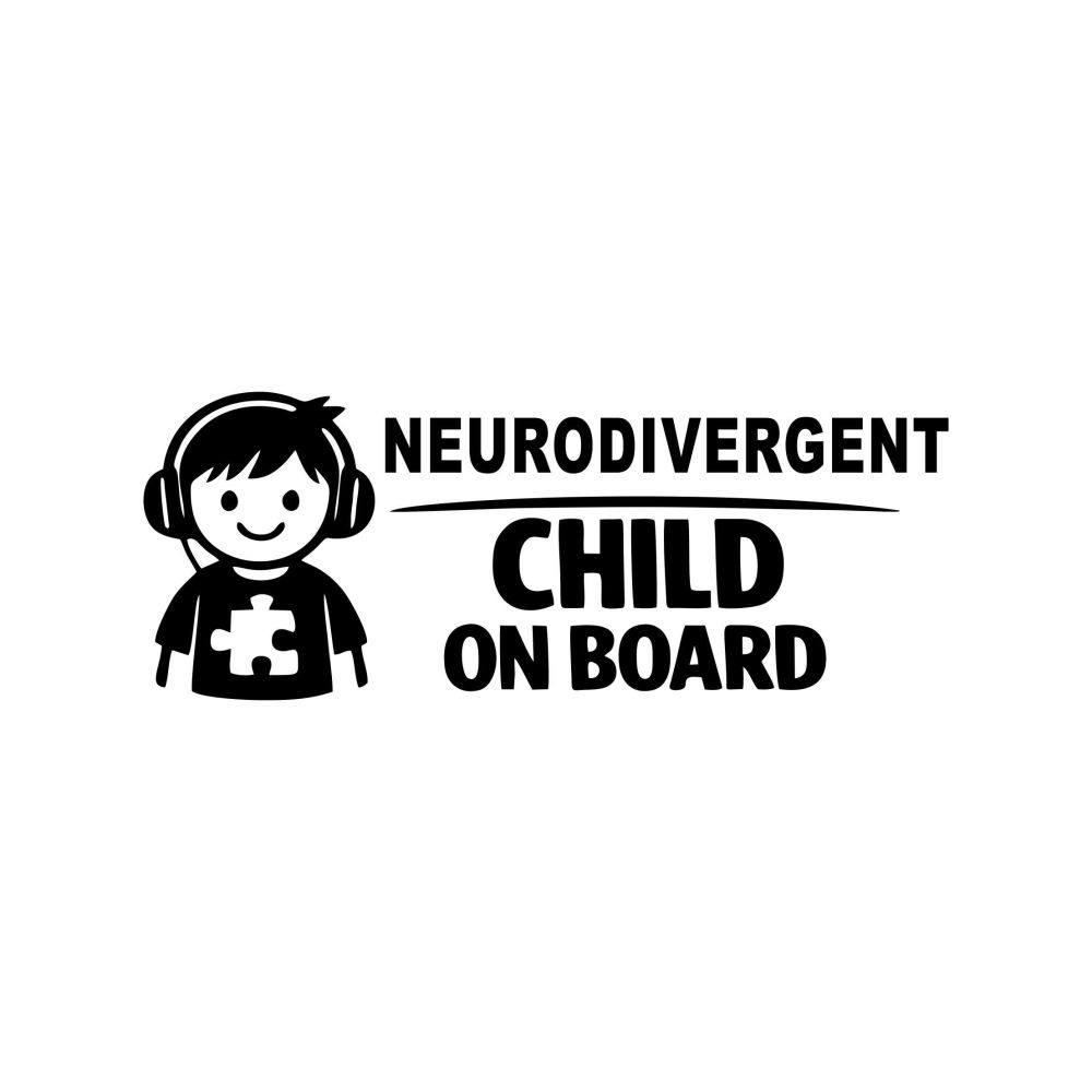 Adesivo de carro Criança Neurodivergente a Bordo – autismo e TDAH
