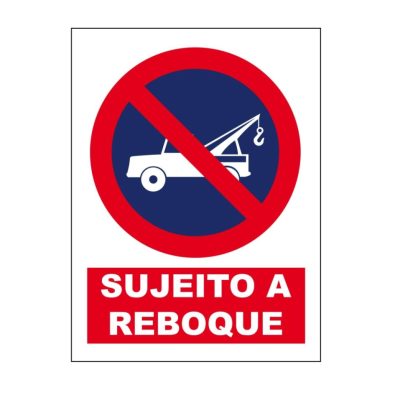 Placa de sinalização PVC SUJEITO A REBOQUE